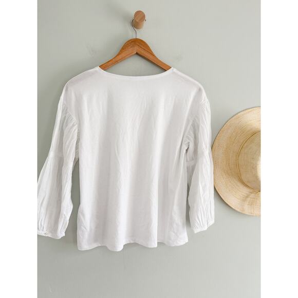 Madewell | NWT | Puff-Sleeve Drop-Shoulder Knit Top in White | Sz XS - Picture 8 of 9